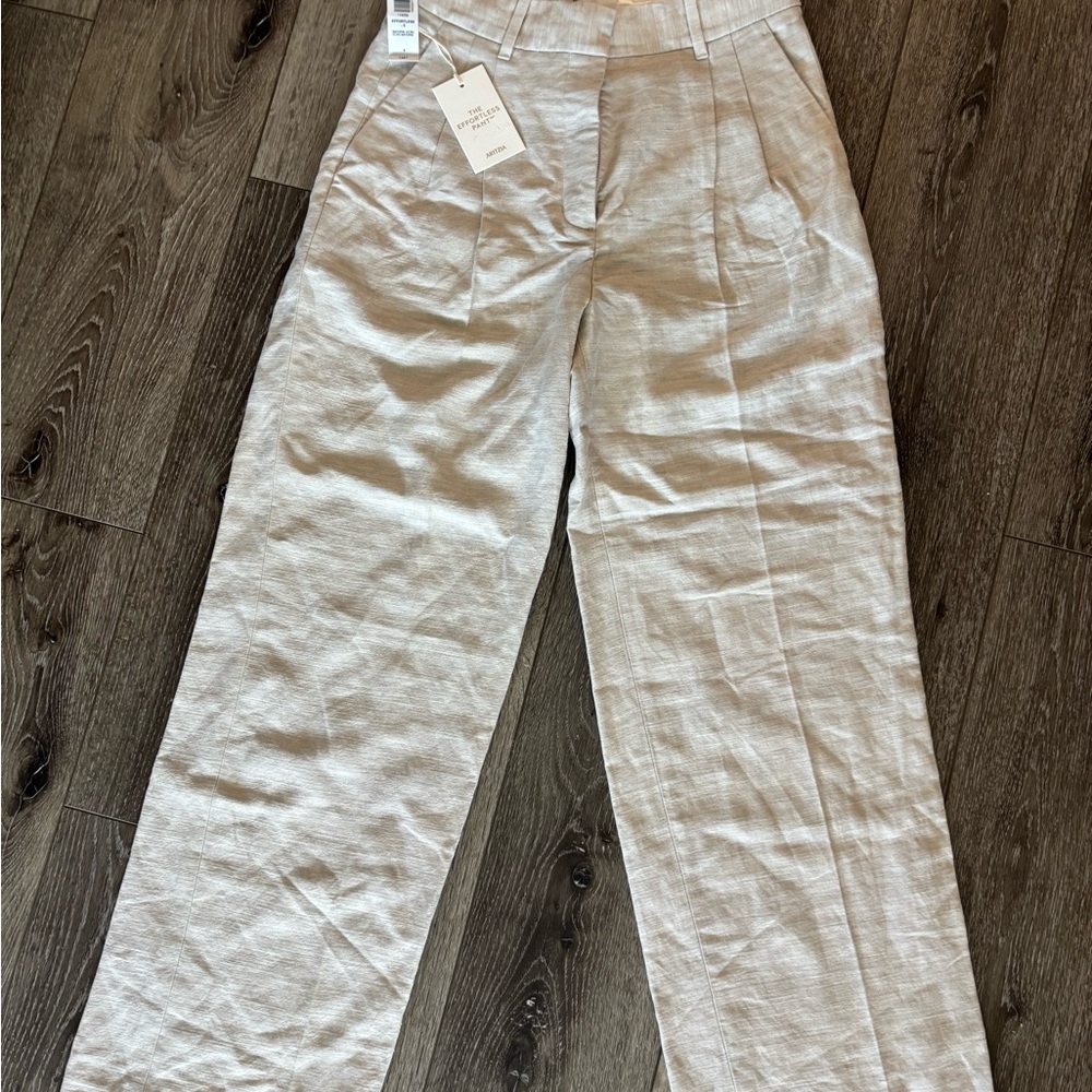Aritzia the effortless pant linen blend size 4 short Light Beige Chinos
